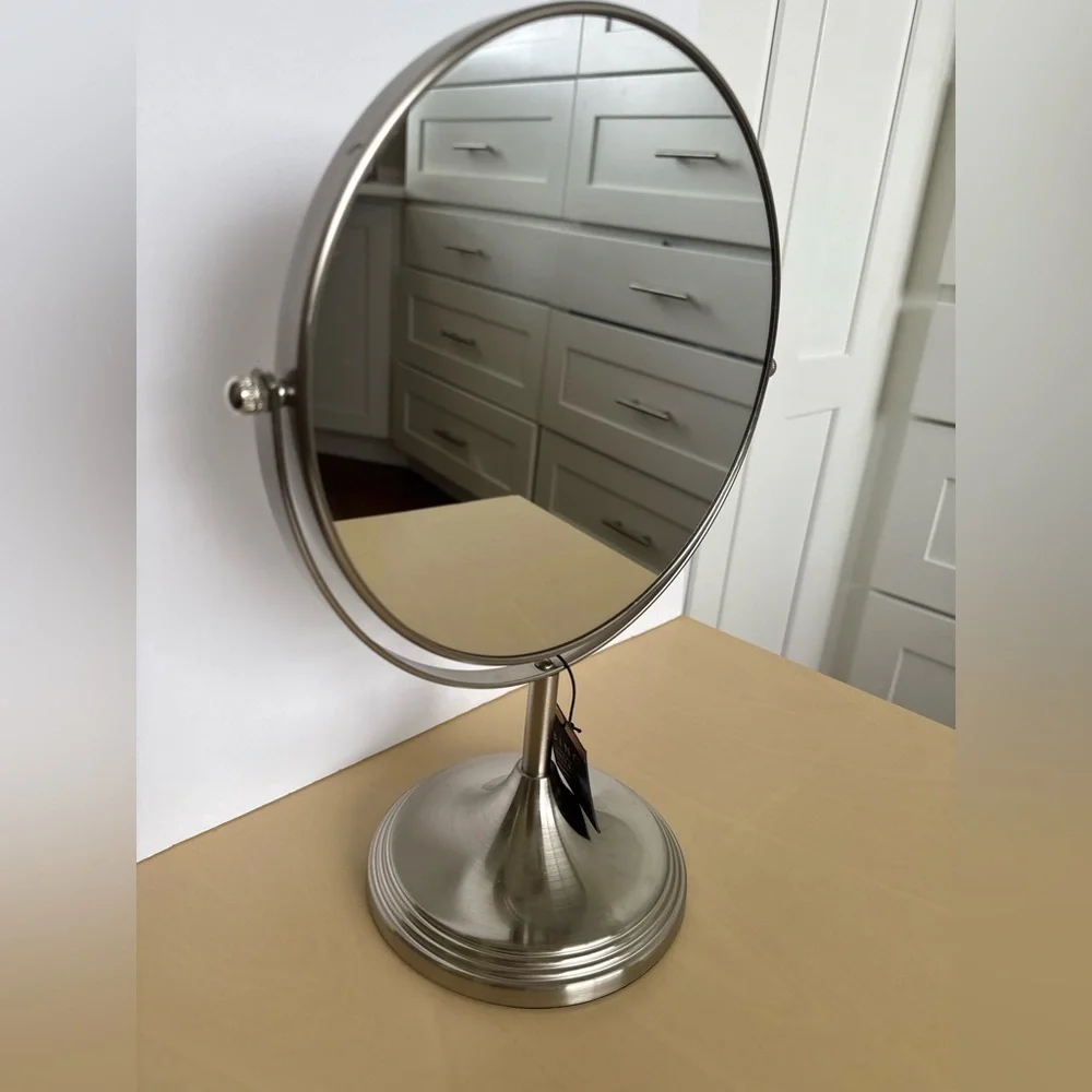 Brushed Silver 5X Magnification Vanity Mirror - Home Bath